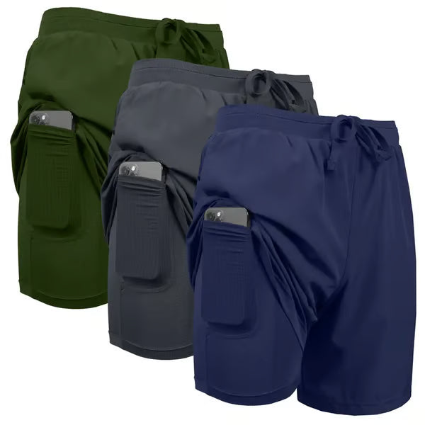3 Pack Discount!🔥Men's 2 in 1 Stretch Active Quick Dry Gym Running Shorts With Liner