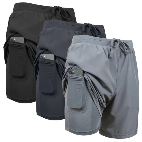 3 Pack Discount!🔥Men's 2 in 1 Stretch Active Quick Dry Gym Running Shorts With Liner