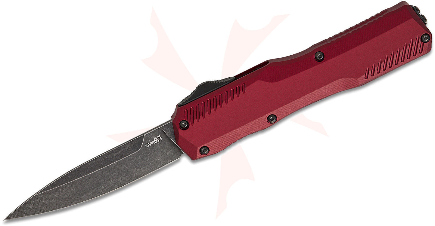 Kershaw 9000MERL Matt Diskin Livewire OTF AUTO Knife 3.3" CPM-MagnaCut BlackWash Spear Point Blade, Merlot Aluminum Handles, Reversible Clip