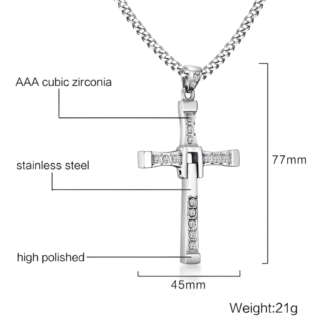Cross Necklace With Inlaid Stones