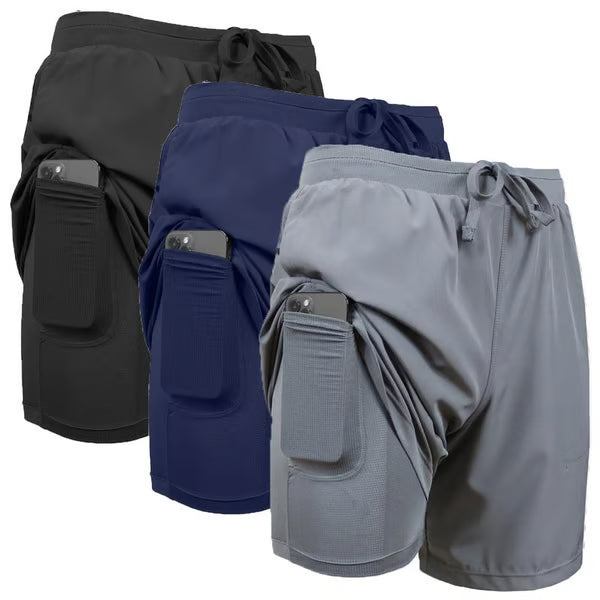 3 Pack Discount!🔥Men's 2 in 1 Stretch Active Quick Dry Gym Running Shorts With Liner