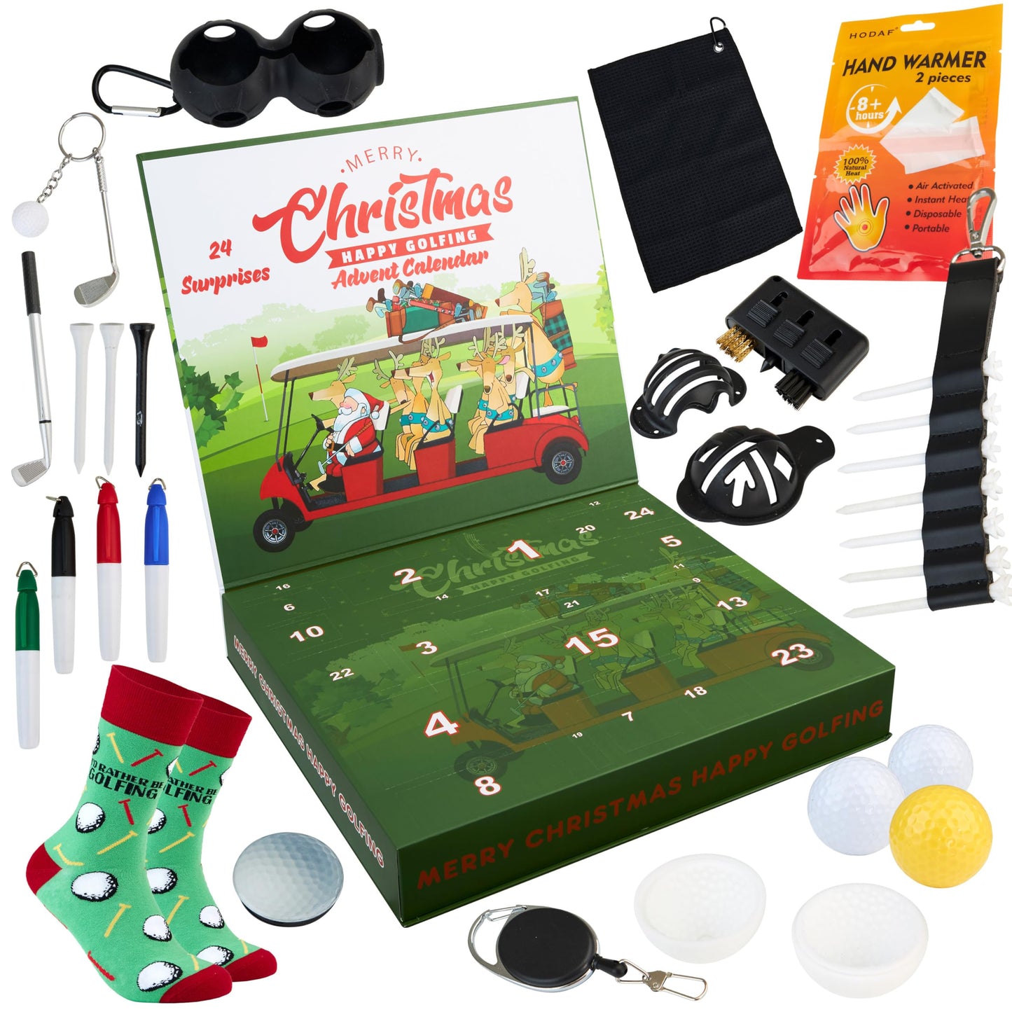 Golf Advent Calendar 2025 for Men Adults Christmas Countdown Calendar 24 Mini Golf Surprises Socks Novelty Fun Gifts Dad Lovers