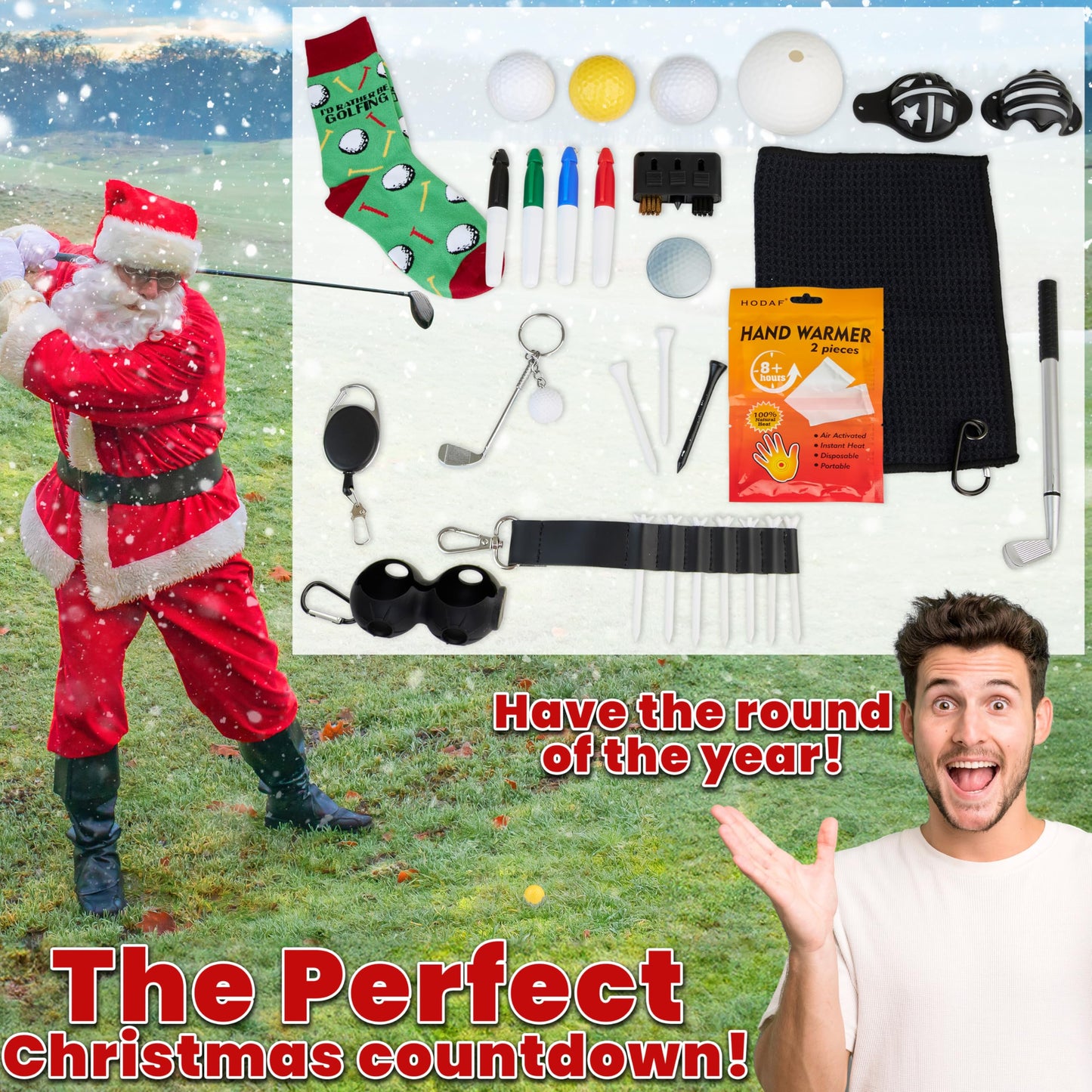 Golf Advent Calendar 2025 for Men Adults Christmas Countdown Calendar 24 Mini Golf Surprises Socks Novelty Fun Gifts Dad Lovers