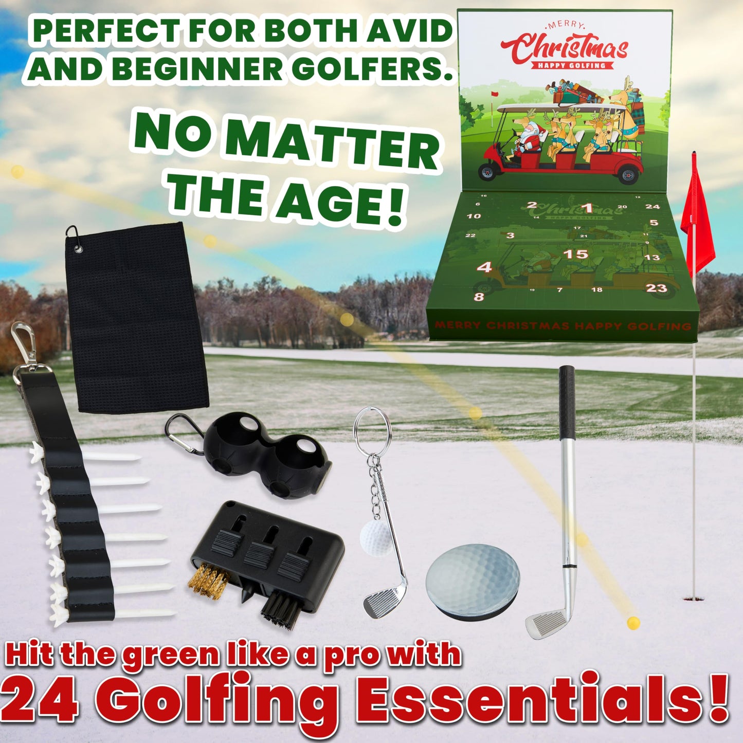 Golf Advent Calendar 2025 for Men Adults Christmas Countdown Calendar 24 Mini Golf Surprises Socks Novelty Fun Gifts Dad Lovers