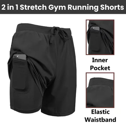 3 Pack Discount!🔥Men's 2 in 1 Stretch Active Quick Dry Gym Running Shorts With Liner