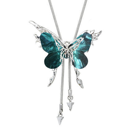 Butterfly Cage Sweater Necklace Replaceable Butterfly Pull-out Necklace Women's Clavicle Chain Sweater Chain