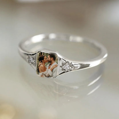 Personalized Birthstone Photo Ring 2 Photo Colors Custom Jewelry Perfect Gift for Her Valentine's Day Gifts