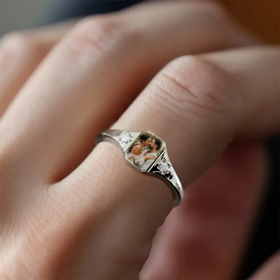 Personalized Birthstone Photo Ring 2 Photo Colors Custom Jewelry Perfect Gift for Her Valentine's Day Gifts