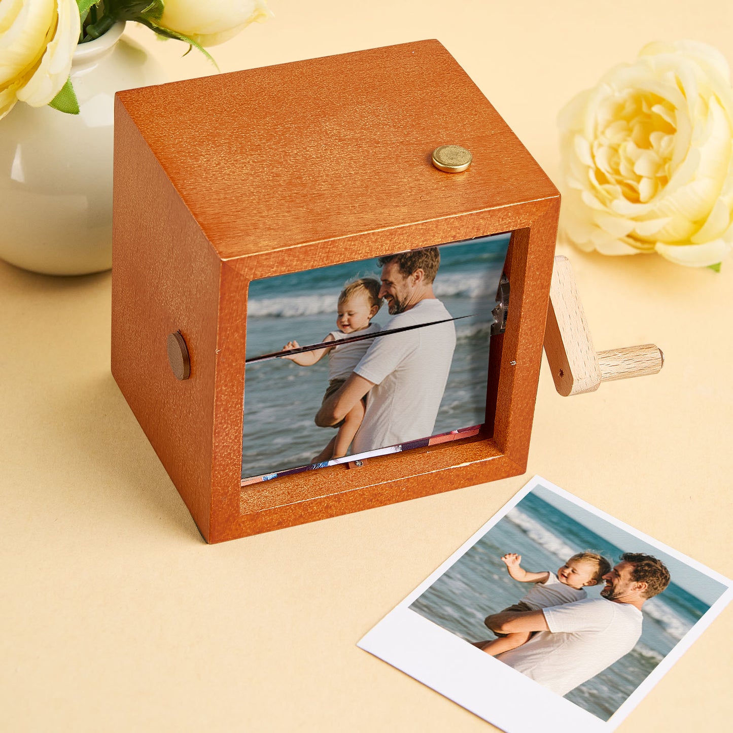 Custom Photo Flipbook Frame Animation Machine Mechanical Hand-cranked Flipbook Box Photo Album with Light Unique Valentine's Day Gifts