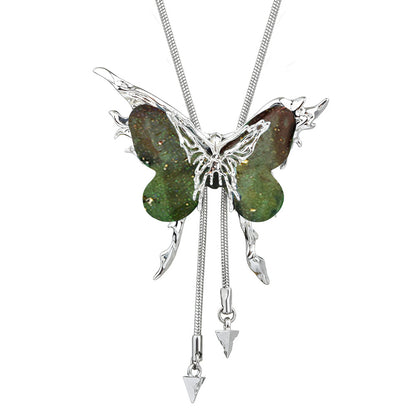 Butterfly Cage Sweater Necklace Replaceable Butterfly Pull-out Necklace Women's Clavicle Chain Sweater Chain