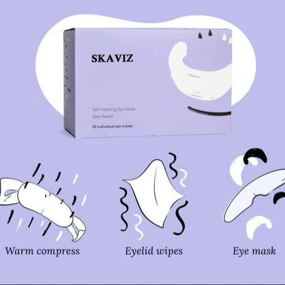 Save 60%！Skaviz Self-Heating Eye Masks (30 Count) Relieve dry eyes and fatigue, hydrate and soothe.