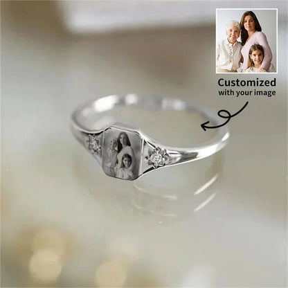 Personalized Birthstone Photo Ring 2 Photo Colors Custom Jewelry Perfect Gift for Her Valentine's Day Gifts
