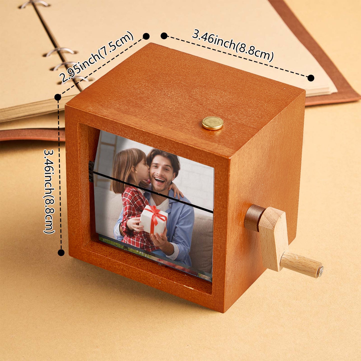 Custom Photo Flipbook Frame Animation Machine Mechanical Hand-cranked Flipbook Box Photo Album with Light Unique Valentine's Day Gifts