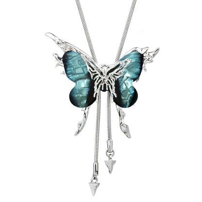 Butterfly Cage Sweater Necklace Replaceable Butterfly Pull-out Necklace Women's Clavicle Chain Sweater Chain