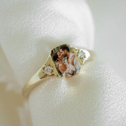 Personalized Birthstone Photo Ring 2 Photo Colors Custom Jewelry Perfect Gift for Her Valentine's Day Gifts