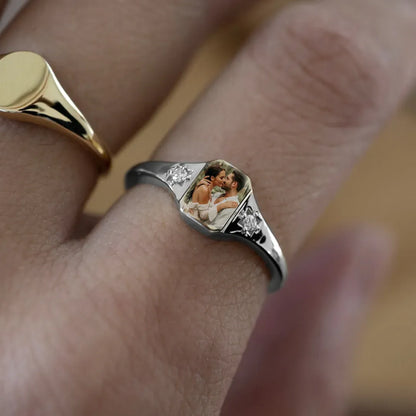 Personalized Birthstone Photo Ring 2 Photo Colors Custom Jewelry Perfect Gift for Her Valentine's Day Gifts