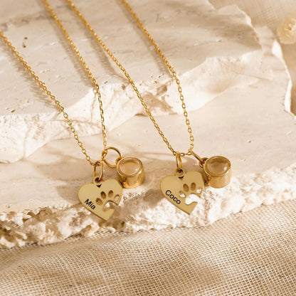 Custom Photo Projection Necklace Heart-Shaped Paw Name Projection Necklace Jewelry With Custom Pictures Inside Pet Memorial Gift
