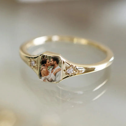 Personalized Birthstone Photo Ring 2 Photo Colors Custom Jewelry Perfect Gift for Her Valentine's Day Gifts
