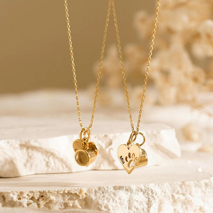 Custom Photo Projection Necklace Heart-Shaped Paw Name Projection Necklace Jewelry With Custom Pictures Inside Pet Memorial Gift
