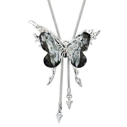 Butterfly Cage Sweater Necklace Replaceable Butterfly Pull-out Necklace Women's Clavicle Chain Sweater Chain