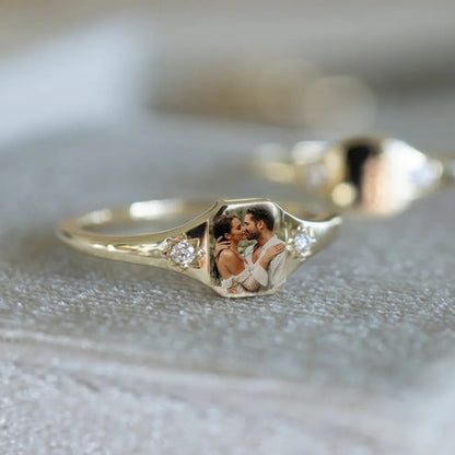 Personalized Birthstone Photo Ring 2 Photo Colors Custom Jewelry Perfect Gift for Her Valentine's Day Gifts