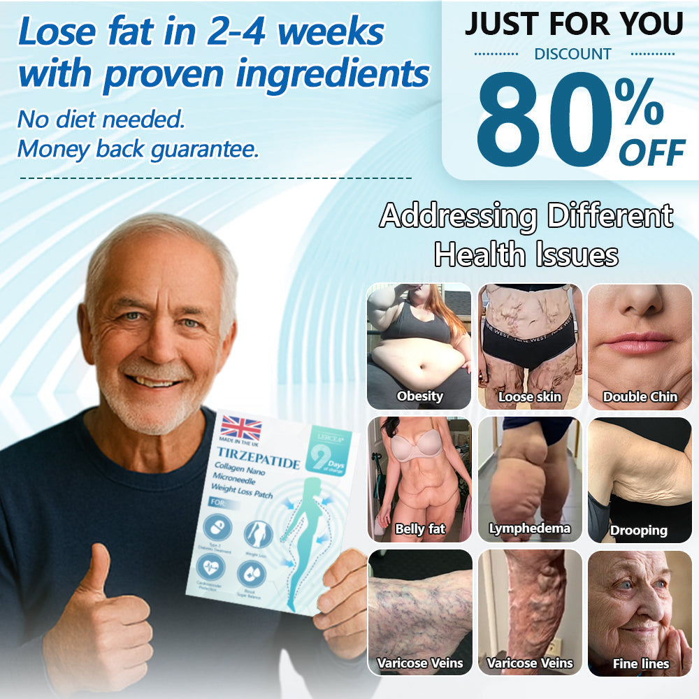 【Last Day Promotion 60% OFF🌟】🌈🌈𝐋𝑬𝘙𝐶𝘌𝘼® SMGT-GLP-1 𝐓𝐢𝐫𝐳𝐞𝐩𝐚𝐭𝐢𝐝𝐞 & 𝐂𝐨𝐥𝐥𝐚𝐠𝐞𝐧 𝐍𝐚𝐧𝐨 𝐌𝐢𝐜𝐫𝐨𝐧𝐞𝐞𝐝𝐥𝐞 𝐖𝐞𝐢𝐠𝐡𝐭 𝐋𝐨𝐬𝐬 𝐏𝐚𝐭𝐜𝐡丨Targets Obesity, Loose Skin, High Blood Pressure, Diabetes, Fatty Liver, Joint Pain, Brain Fog, Low Energy, Body Aches, and More