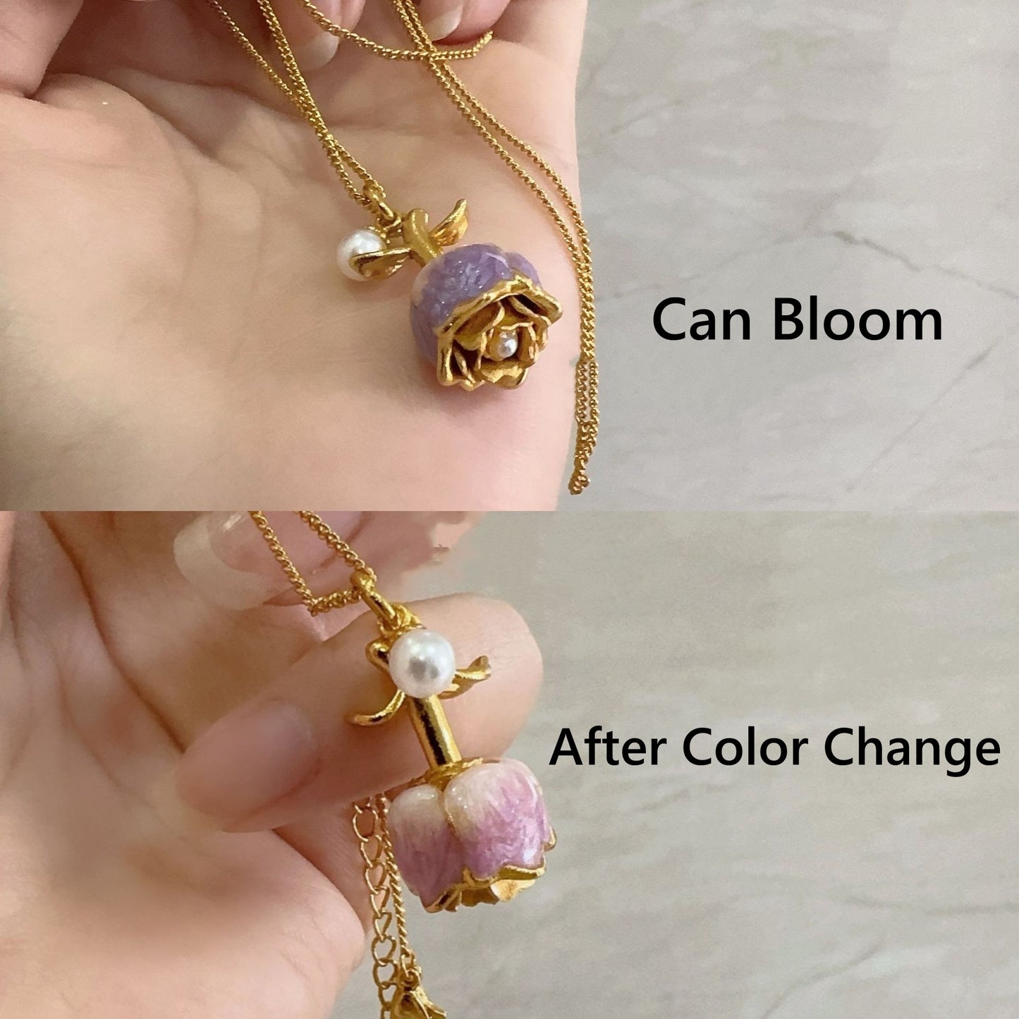 Blooming Rose Necklace - Change Colors with Your Mood Temperature-sensitive Color-changing Necklace Gift for her