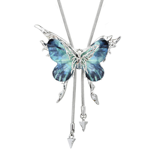 Butterfly Cage Sweater Necklace Replaceable Butterfly Pull-out Necklace Women's Clavicle Chain Sweater Chain