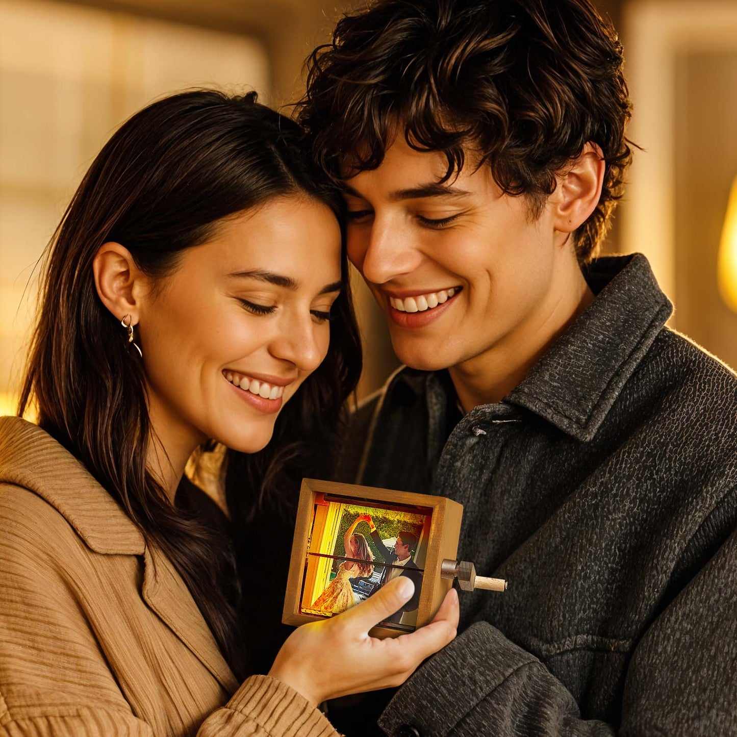 Custom Photo Flipbook Frame Animation Machine Mechanical Hand-cranked Flipbook Box Photo Album with Light Unique Valentine's Day Gifts