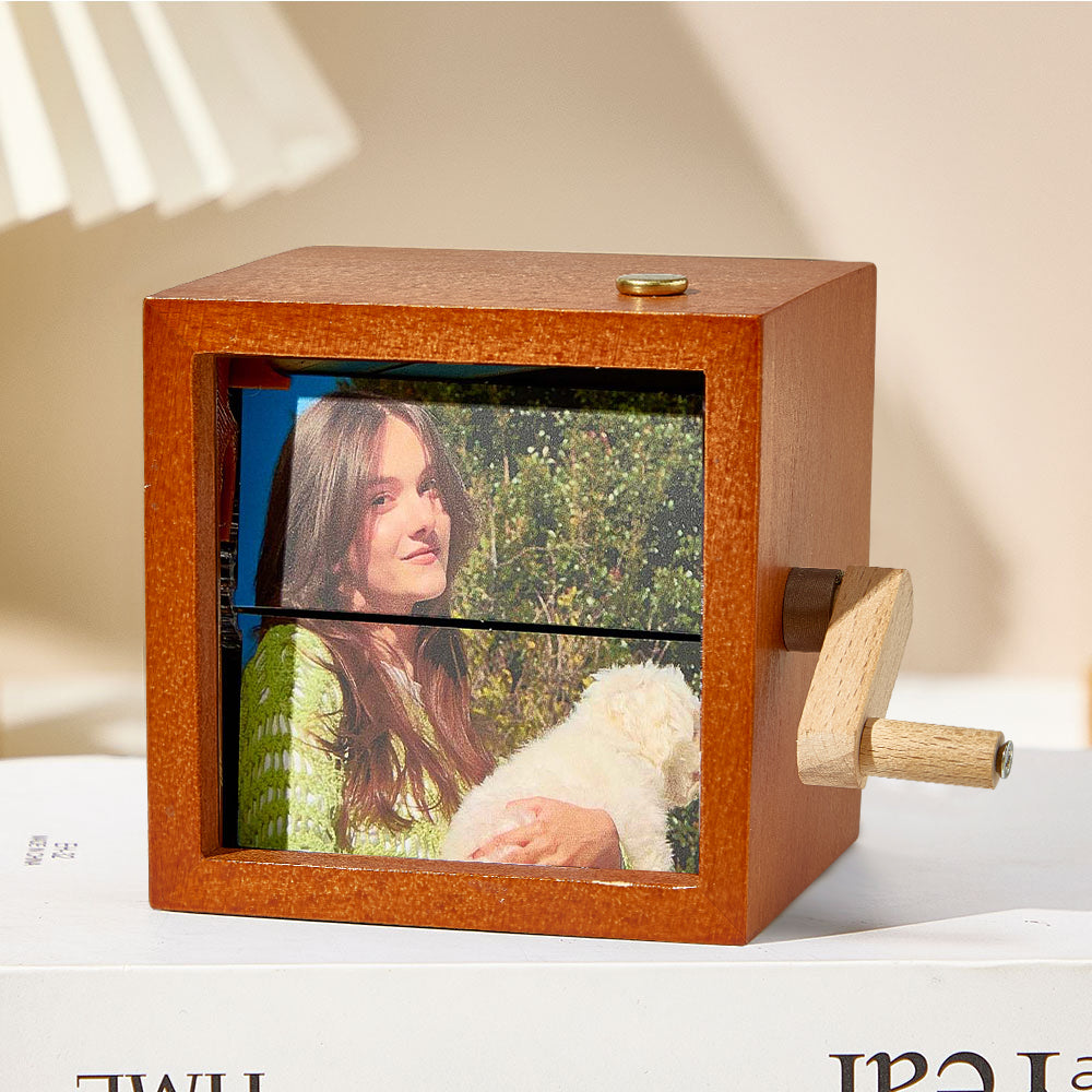 Custom Photo Flipbook Frame Animation Machine Mechanical Hand-cranked Flipbook Box Photo Album with Light Unique Valentine's Day Gifts