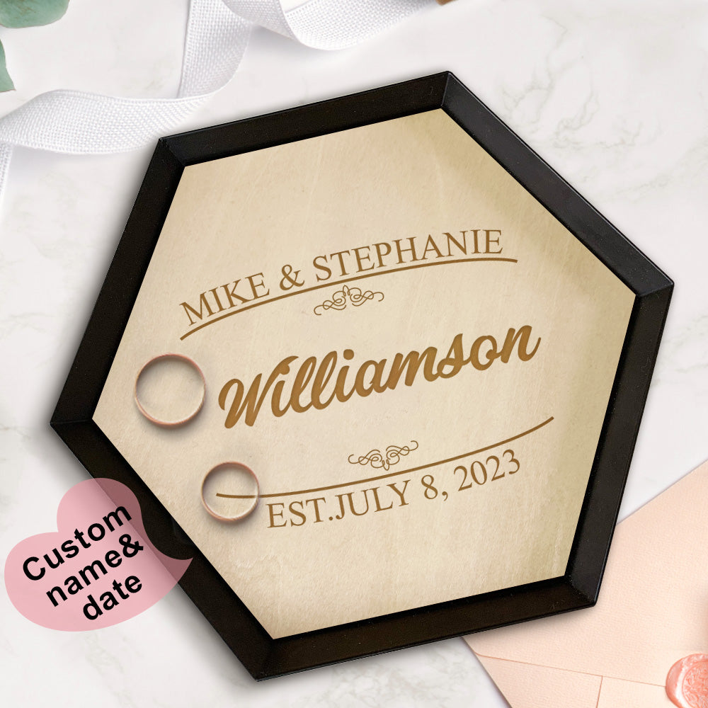 Custom Wood Jewelry Tray Engagement Jewelry Ring Holder Dish Home Decor Gift