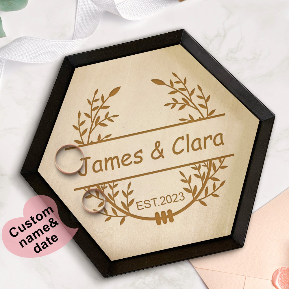 Custom Wood Jewelry Tray Engagement Jewelry Ring Holder Dish Home Decor Gift