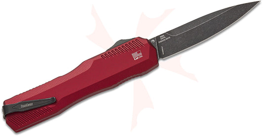 Kershaw 9000MERL Matt Diskin Livewire OTF AUTO Knife 3.3" CPM-MagnaCut BlackWash Spear Point Blade, Merlot Aluminum Handles, Reversible Clip