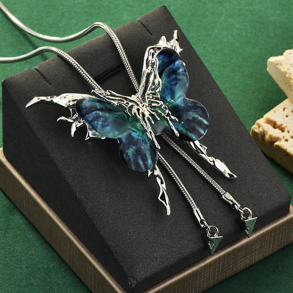 Butterfly Cage Sweater Necklace Replaceable Butterfly Pull-out Necklace Women's Clavicle Chain Sweater Chain