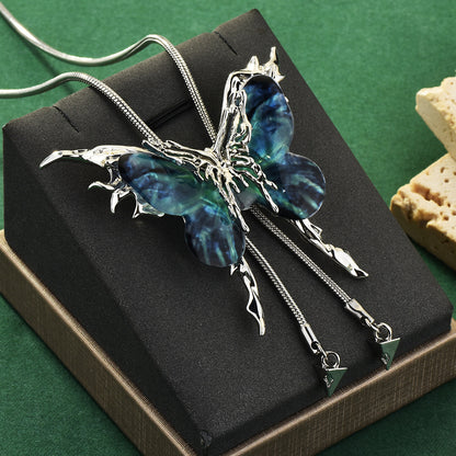 Butterfly Cage Sweater Necklace Replaceable Butterfly Pull-out Necklace Women's Clavicle Chain Sweater Chain