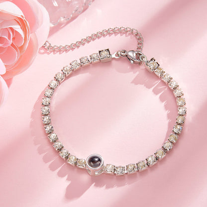 Personalized Projection Tennis Bracelet Simple Diamond Women Gift