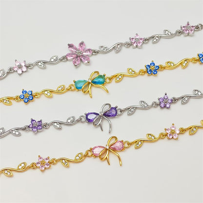 Zircon Colorful Bow Bracelet Gift for Her