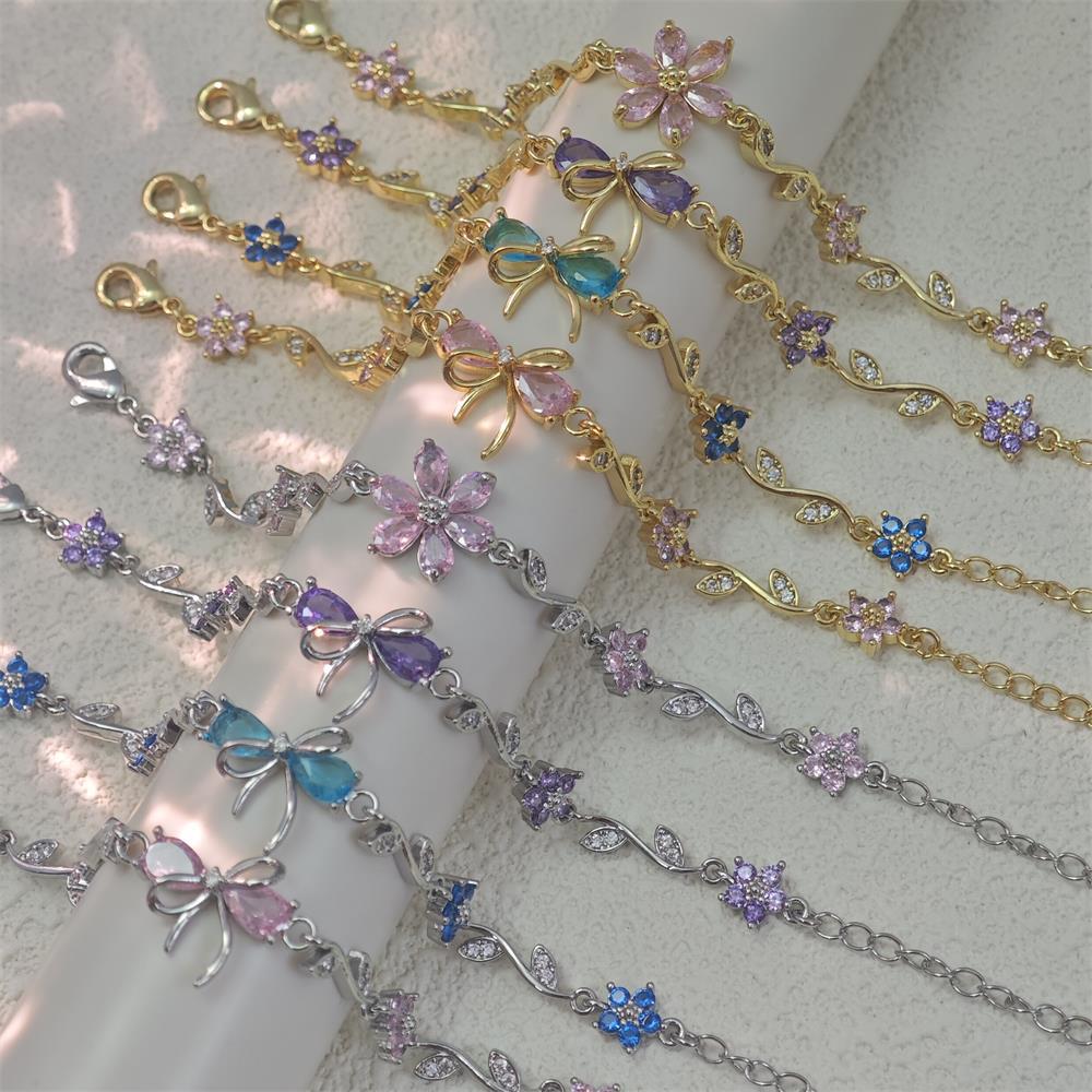 Zircon Colorful Bow Bracelet Gift for Her