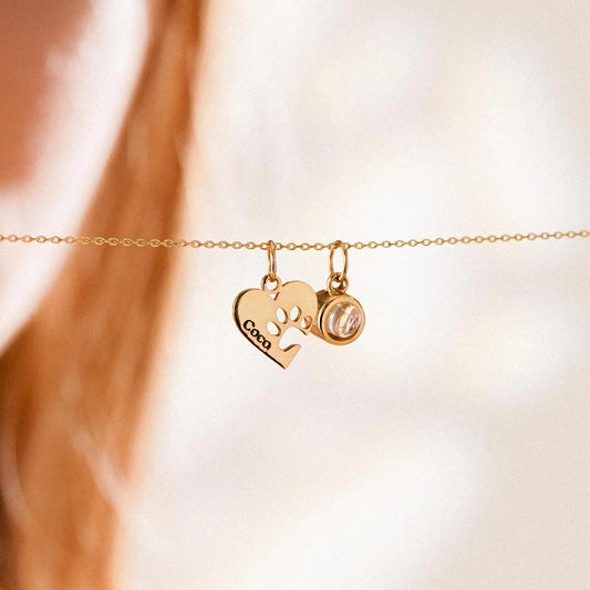 Custom Photo Projection Necklace Heart-Shaped Paw Name Projection Necklace Jewelry With Custom Pictures Inside Pet Memorial Gift
