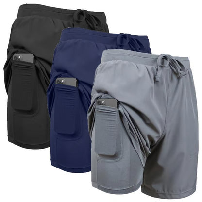 3 Pack Discount!🔥Men's 2 in 1 Stretch Active Quick Dry Gym Running Shorts With Liner