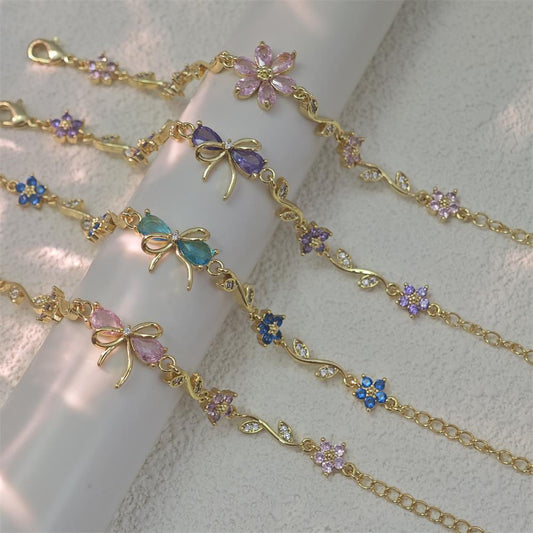 Zircon Colorful Bow Bracelet Gift for Her