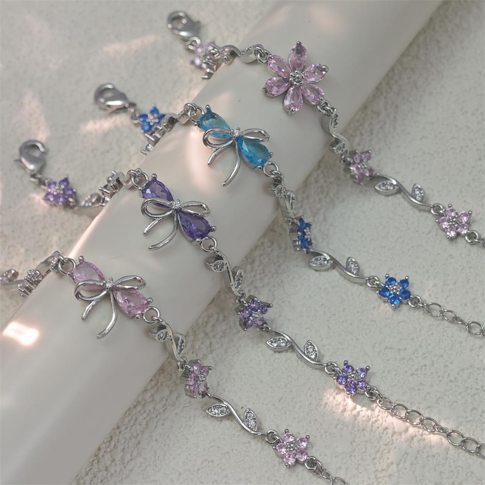 Zircon Colorful Bow Bracelet Gift for Her