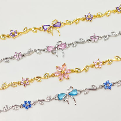 Zircon Colorful Bow Bracelet Gift for Her